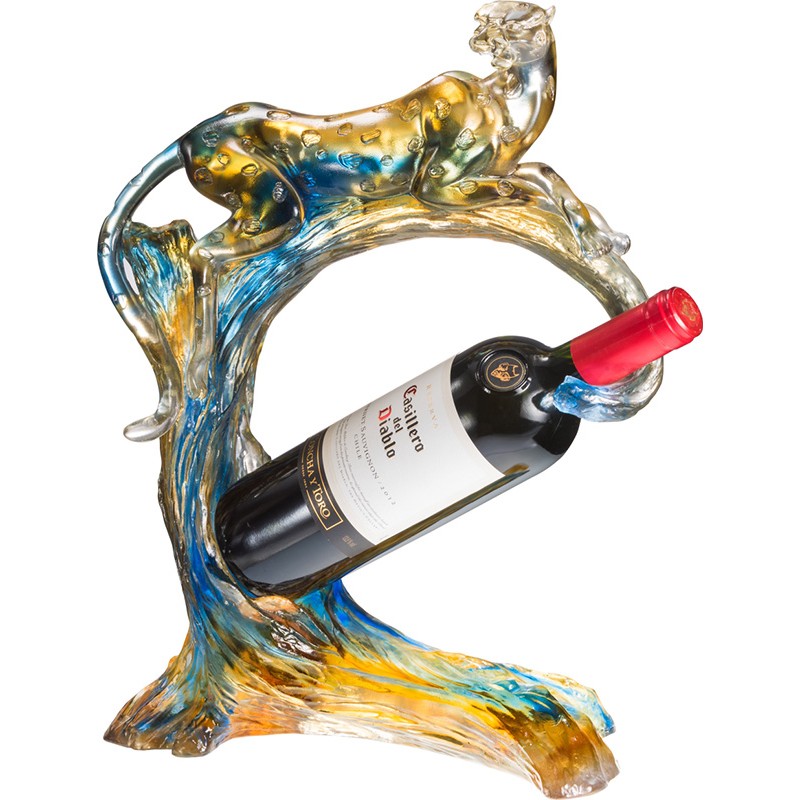 WS-51075金錢豹紅酒架精品脫臘琉璃生活用品
