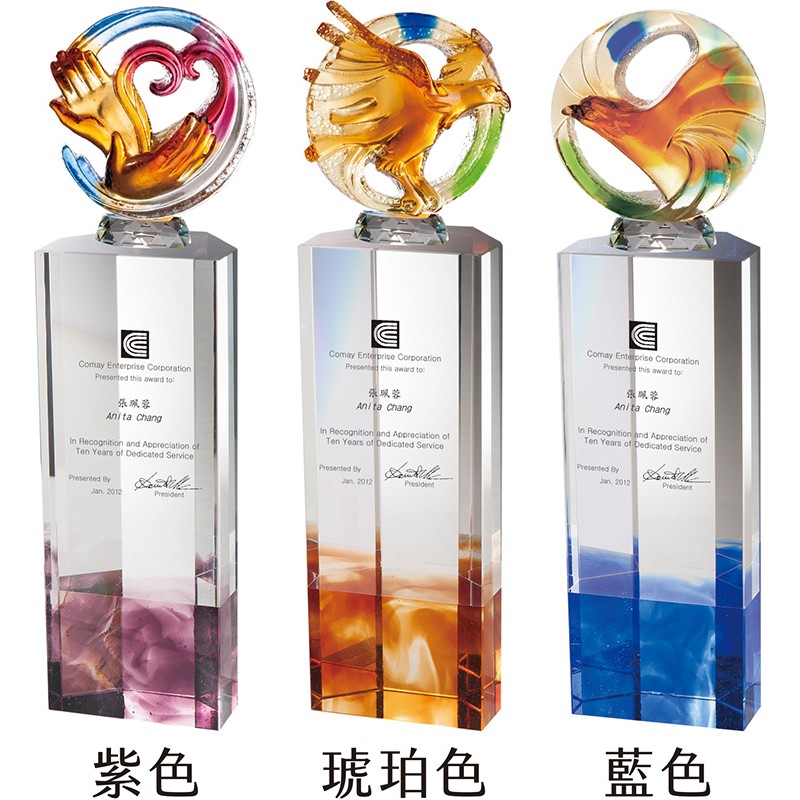 WS-42004脫蠟琉璃頭彩虹琉璃水晶獎盃