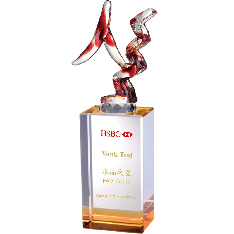 WS-58012步步高登玻璃拉絲水晶獎座